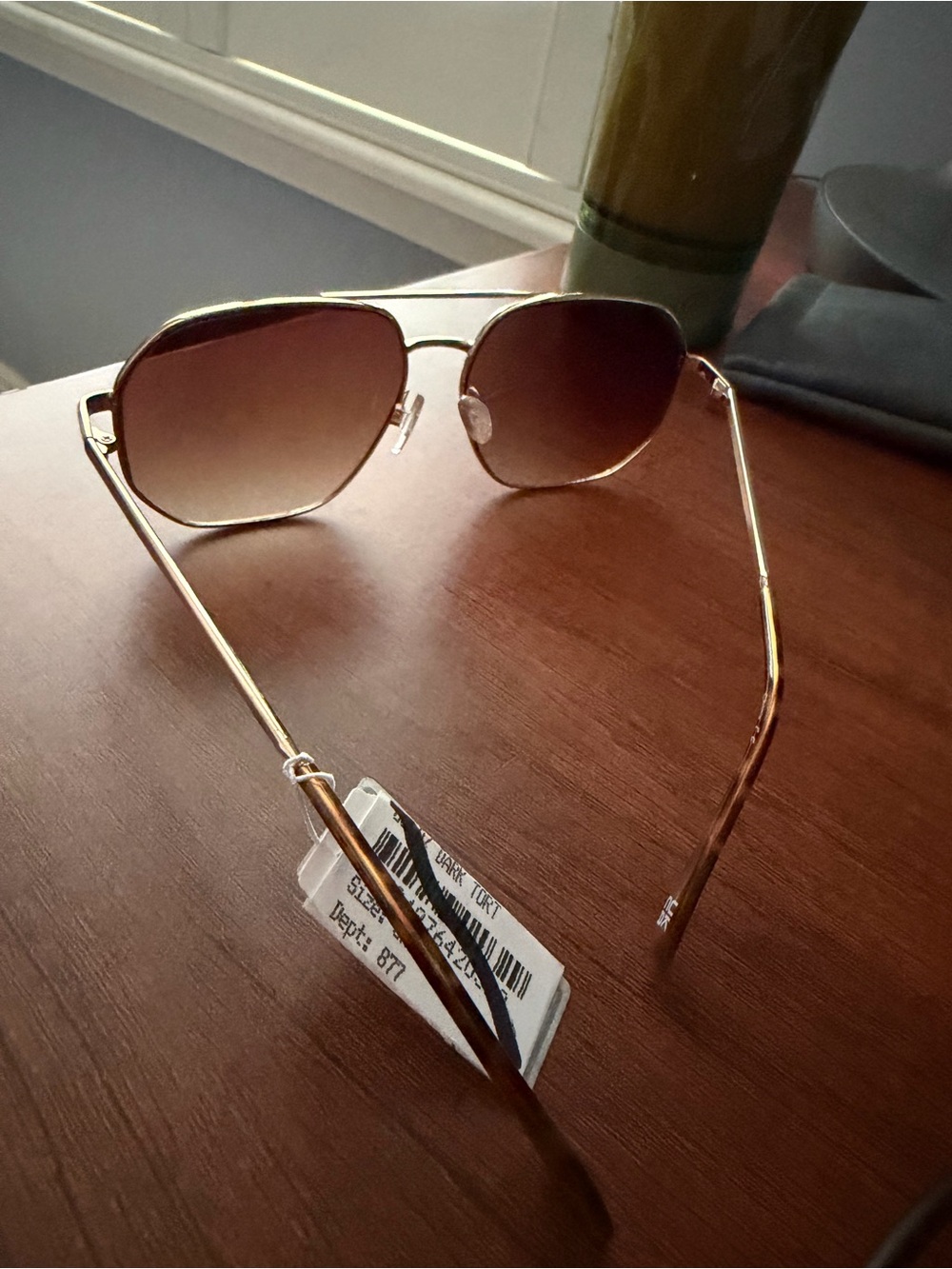 Gold Metal Aviator Sunglasses with Brown Gradient Lenses - Picture 2 of 6